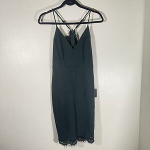 Lulus‎ Green Lace Bodycon Midi Dress Small Cocktail Wedding Guest NWT
